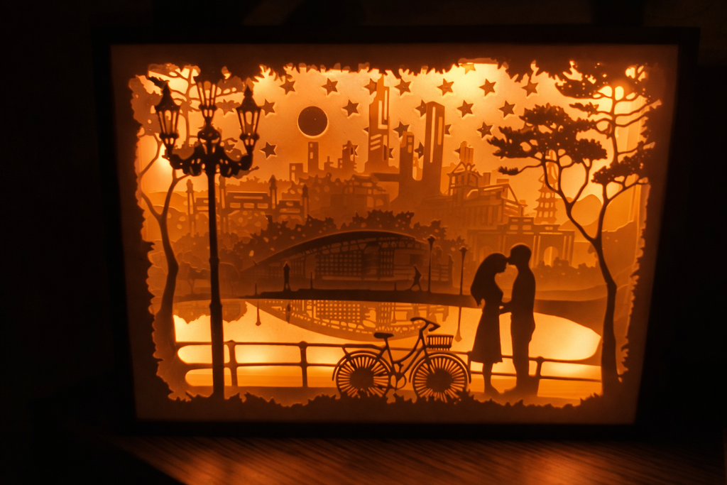 cuadro de sombras pareja enamorada
