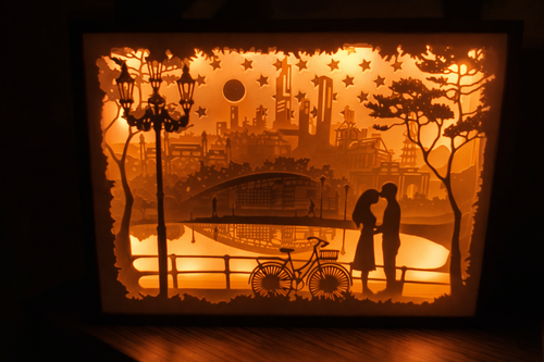 cuadro de sombras pareja enamorada